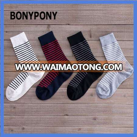 Bonypony Elite combed cotton high quality Men's fashion stripe 5 Pack Comfort right-angled sports Crew Socks